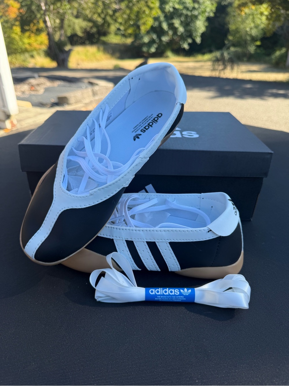 adidas Women’s Black, White & Tan Ballet-Inspired Sneakers